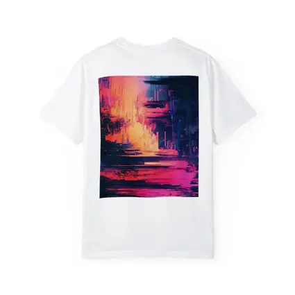 Glitch Art Abstract Neon Pink Cityscape