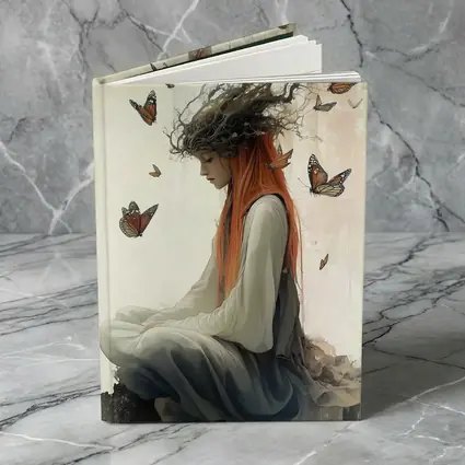 Red Haired Woman Butterflies Fantasy Art