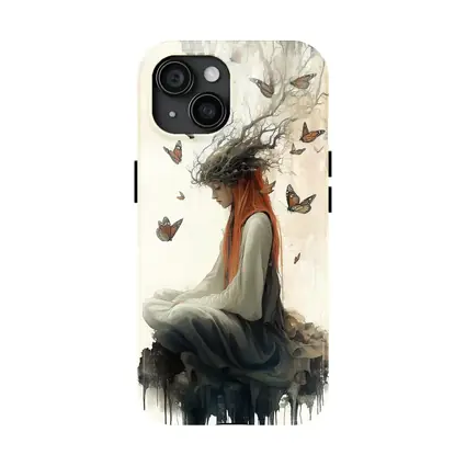Red Haired Woman Butterflies Fantasy Art