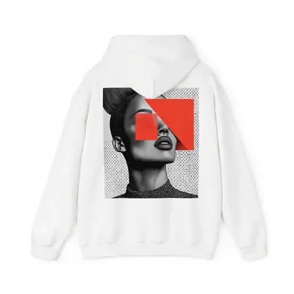 Black White Woman Portrait Red Geometric Collage