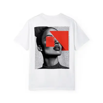 Black White Woman Portrait Red Geometric Collage