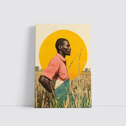 Young Man Standing in Golden Wheat Field
