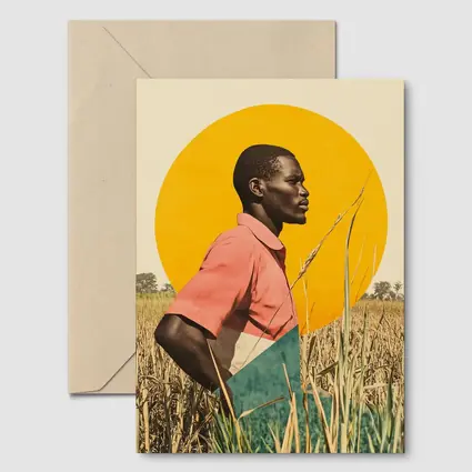 Young Man Standing in Golden Wheat Field