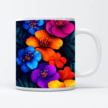 Colorful Tropical Hibiscus Flowers Dark Leaves