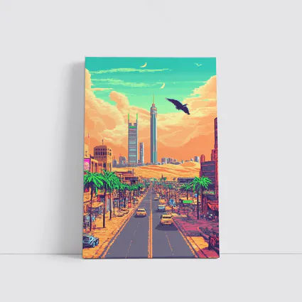Pixel Art Desert City Street Scene