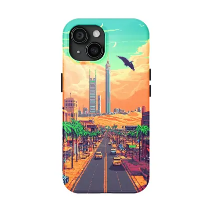 Pixel Art Desert City Street Scene