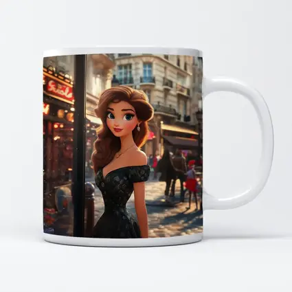 Cartoon Girl Black Dress Paris Street