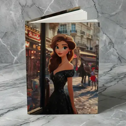Cartoon Girl Black Dress Paris Street