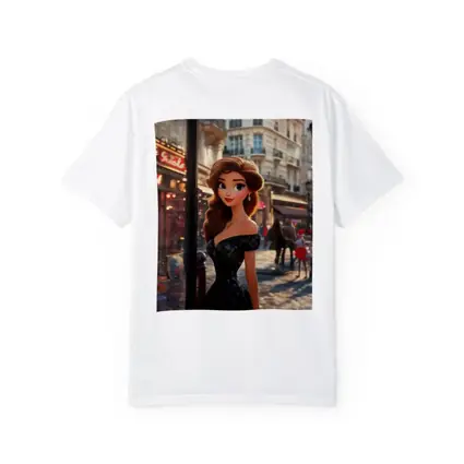 Cartoon Girl Black Dress Paris Street