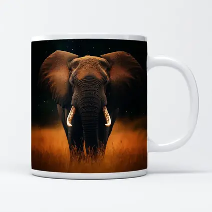 African Elephant Walking Through Golden Savanna Grass
