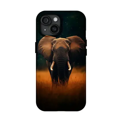 African Elephant Walking Through Golden Savanna Grass