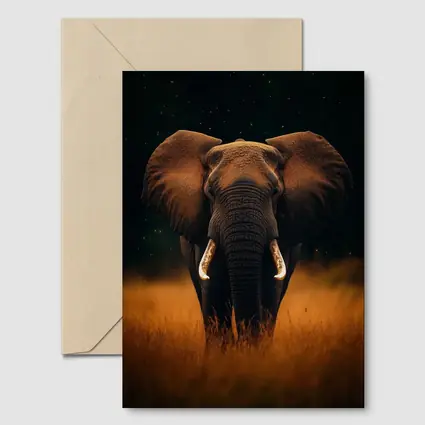 African Elephant Walking Through Golden Savanna Grass
