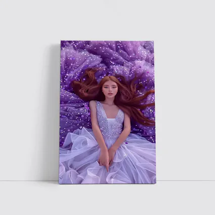 Red Hair Woman Purple Floral Fantasy Art