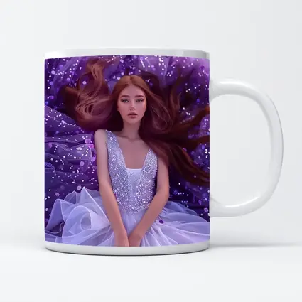 Red Hair Woman Purple Floral Fantasy Art