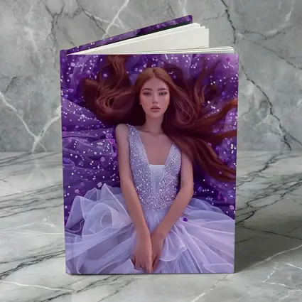Red Hair Woman Purple Floral Fantasy Art