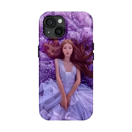Red Hair Woman Purple Floral Fantasy Art