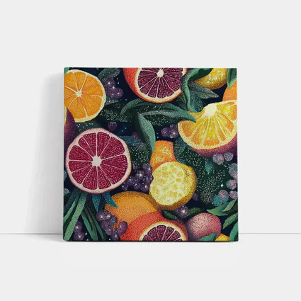 Colorful Citrus Fruits Dark Botanical Pattern