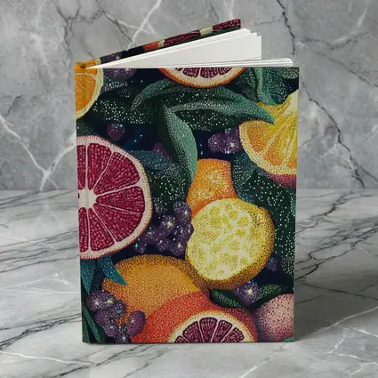 Colorful Citrus Fruits Dark Botanical Pattern