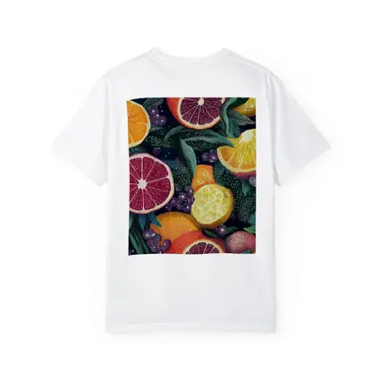 Colorful Citrus Fruits Dark Botanical Pattern