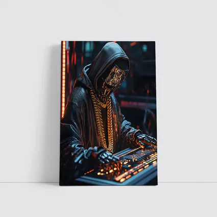 Cyberpunk Hooded Figure Gold Chain DJ