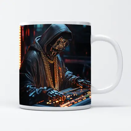 Cyberpunk Hooded Figure Gold Chain DJ