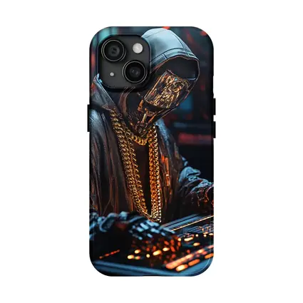 Cyberpunk Hooded Figure Gold Chain DJ