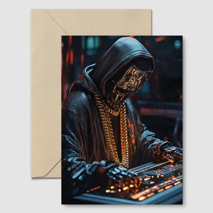 Cyberpunk Hooded Figure Gold Chain DJ