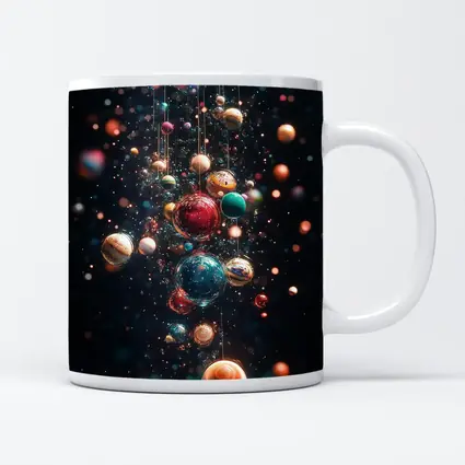 Colorful Planets Hanging Dark Space Background