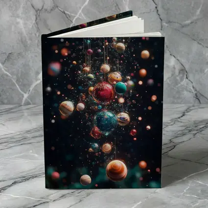 Colorful Planets Hanging Dark Space Background