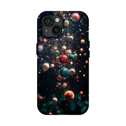 Colorful Planets Hanging Dark Space Background