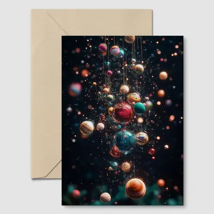 Colorful Planets Hanging Dark Space Background