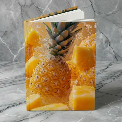 Fresh Pineapple Chunks Water Splash Yellow Background