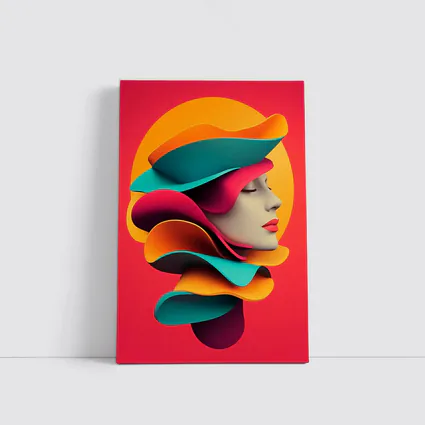 Colorful 3D Woman Face Abstract Art