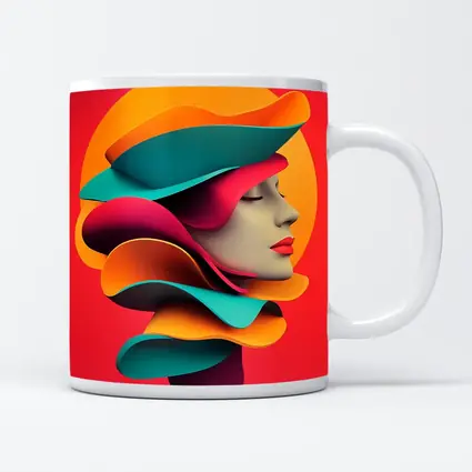 Colorful 3D Woman Face Abstract Art