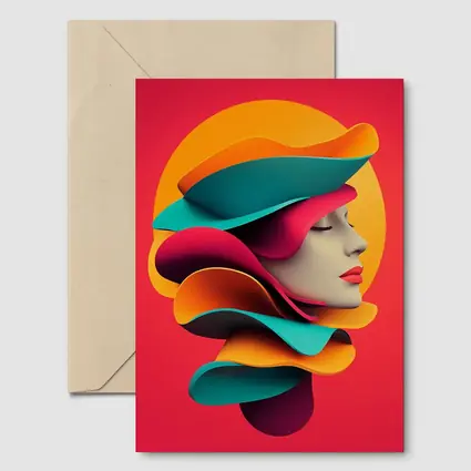 Colorful 3D Woman Face Abstract Art