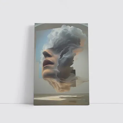 Surreal Female Face Dissolving Into Clouds