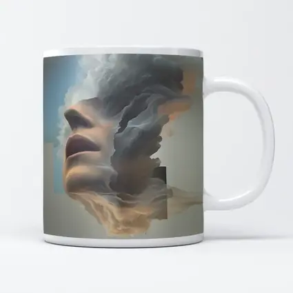 Surreal Female Face Dissolving Into Clouds