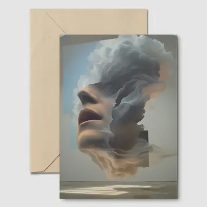 Surreal Female Face Dissolving Into Clouds