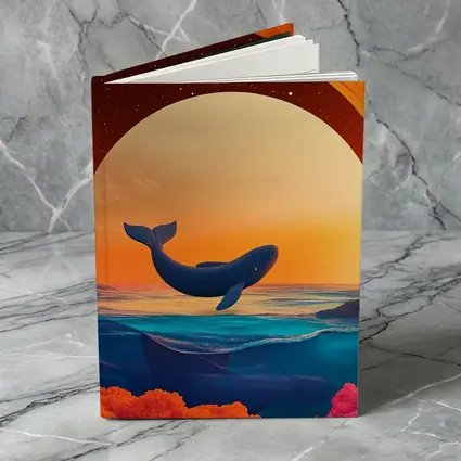 Whale Leaping Over Surreal Ocean Sunset