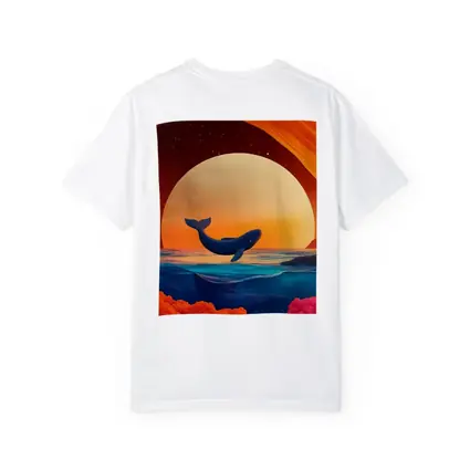 Whale Leaping Over Surreal Ocean Sunset