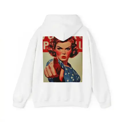 Retro American Woman Pointing Patriotic Art