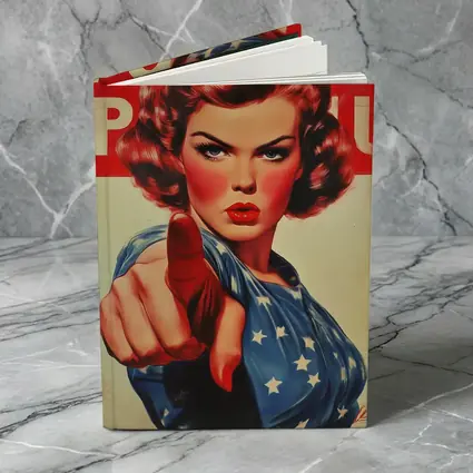 Retro American Woman Pointing Patriotic Art