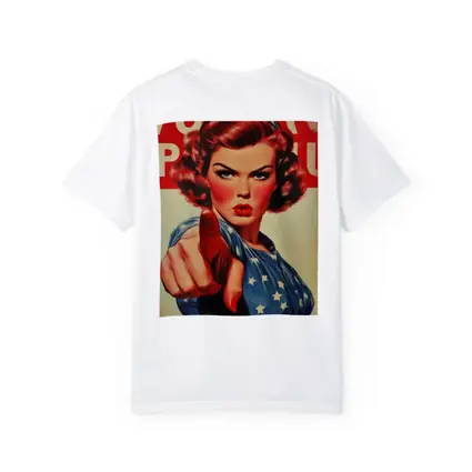 Retro American Woman Pointing Patriotic Art