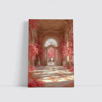 Elephant Pink Blossom Baroque Hall Art