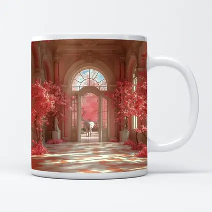 Elephant Pink Blossom Baroque Hall Art