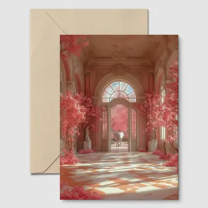 Elephant Pink Blossom Baroque Hall Art