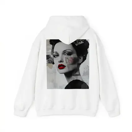 Retro Woman Collage Art Black White Red