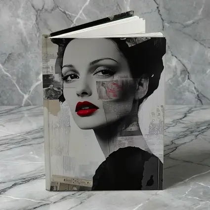 Retro Woman Collage Art Black White Red
