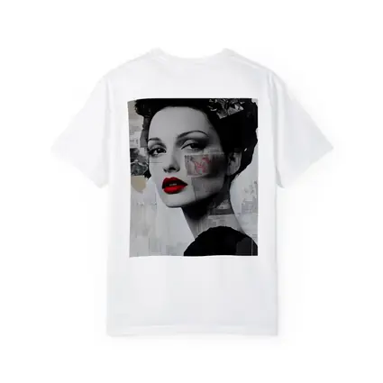 Retro Woman Collage Art Black White Red
