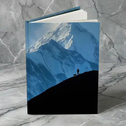 Hiker Silhouette Snow Mountain Blue Sky